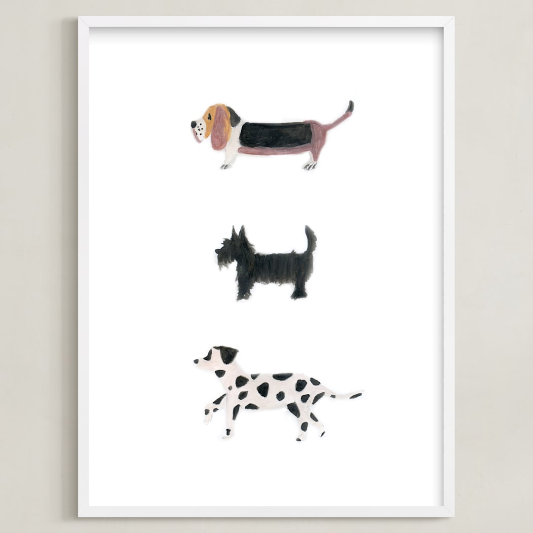 "it's a dog's world" - Art Print in clean white by Sheila Sunaryo - Framed