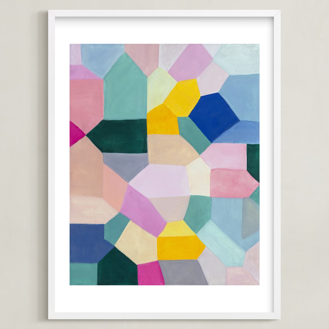 "Safe as houses" - Art Print in peach by raven erebus - Framed