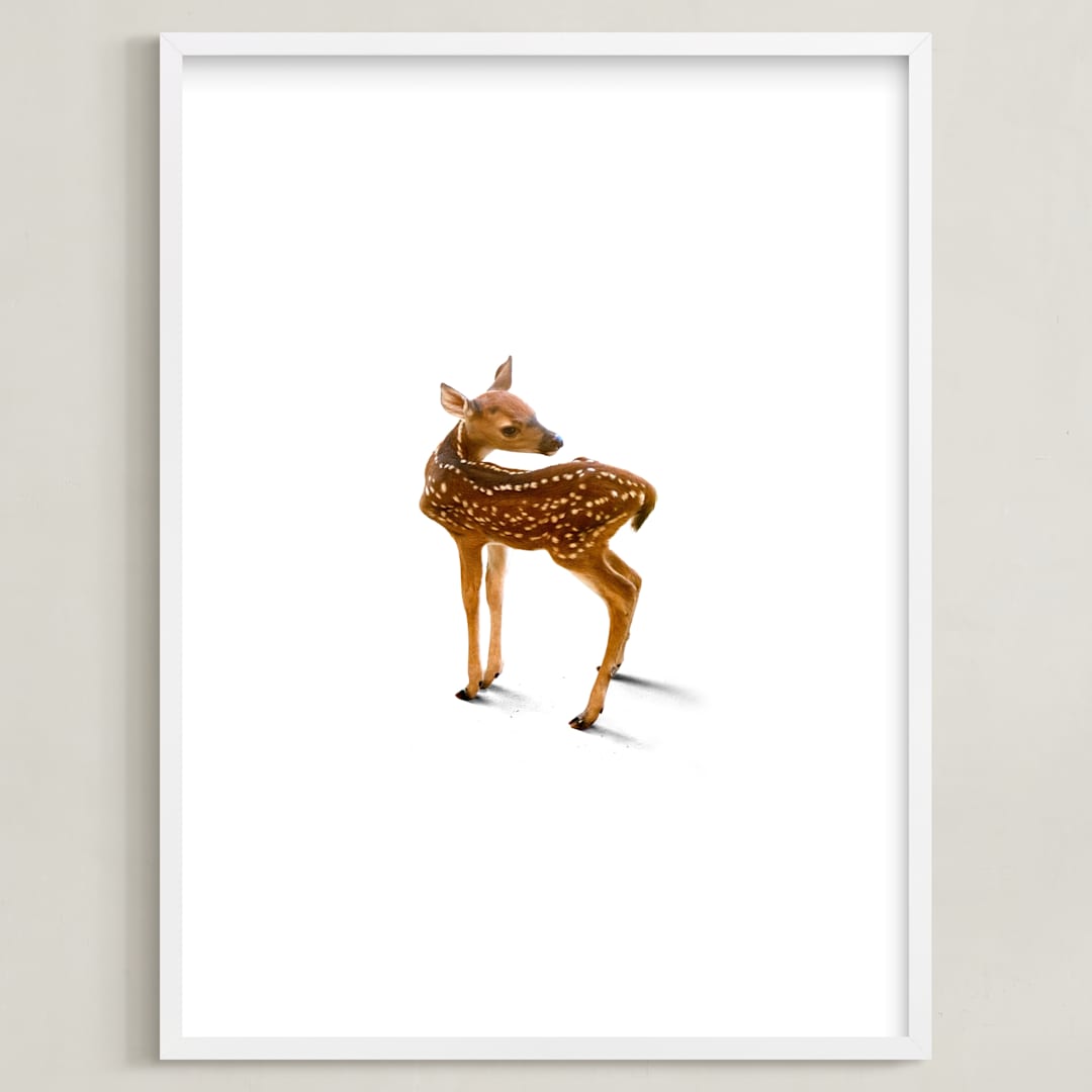 "A Deer Friend" - Art Print in White Tail by Andrew McClintock - Framed