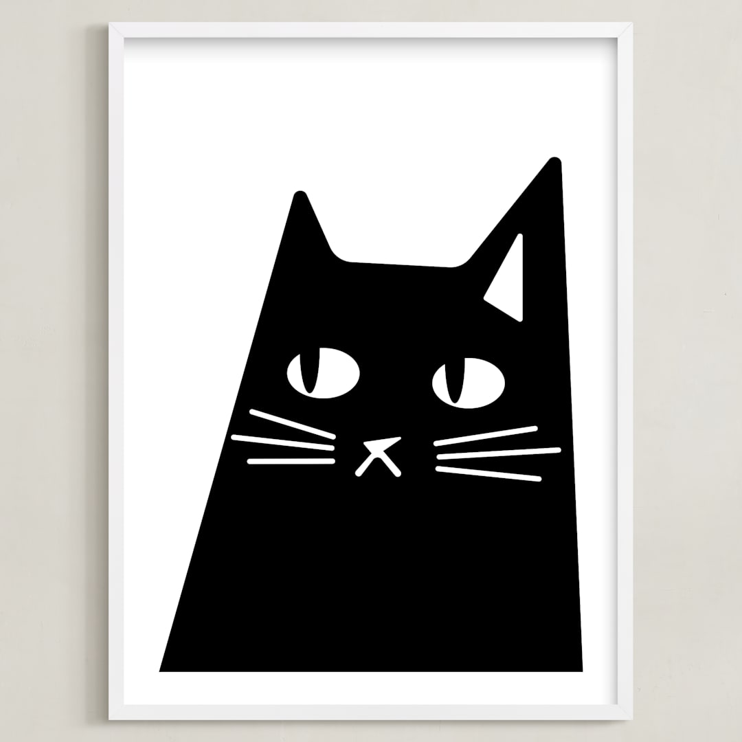 "Sour Puss" - Art Print in Midnight by Sequana Studio - Framed