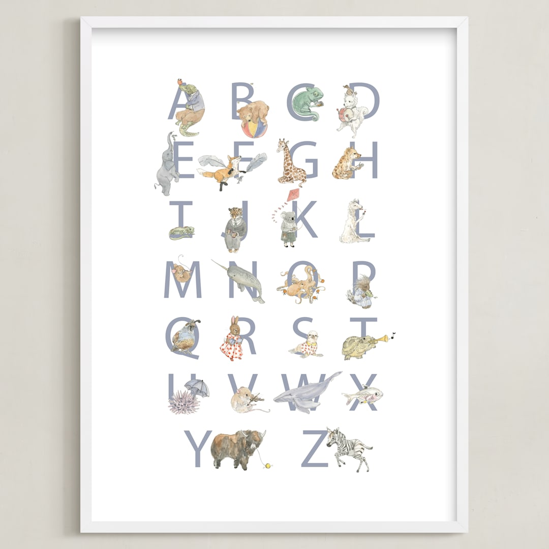 "The Animalphabet" - Art Print in Sand by Genevra Bell - Framed