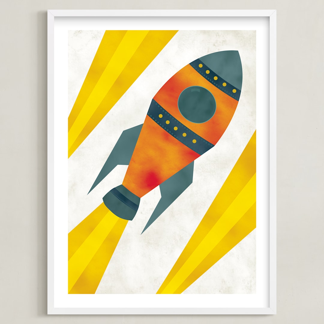 "Space to Explore I" - Art Print in Flare by Heather Schertzer - Framed