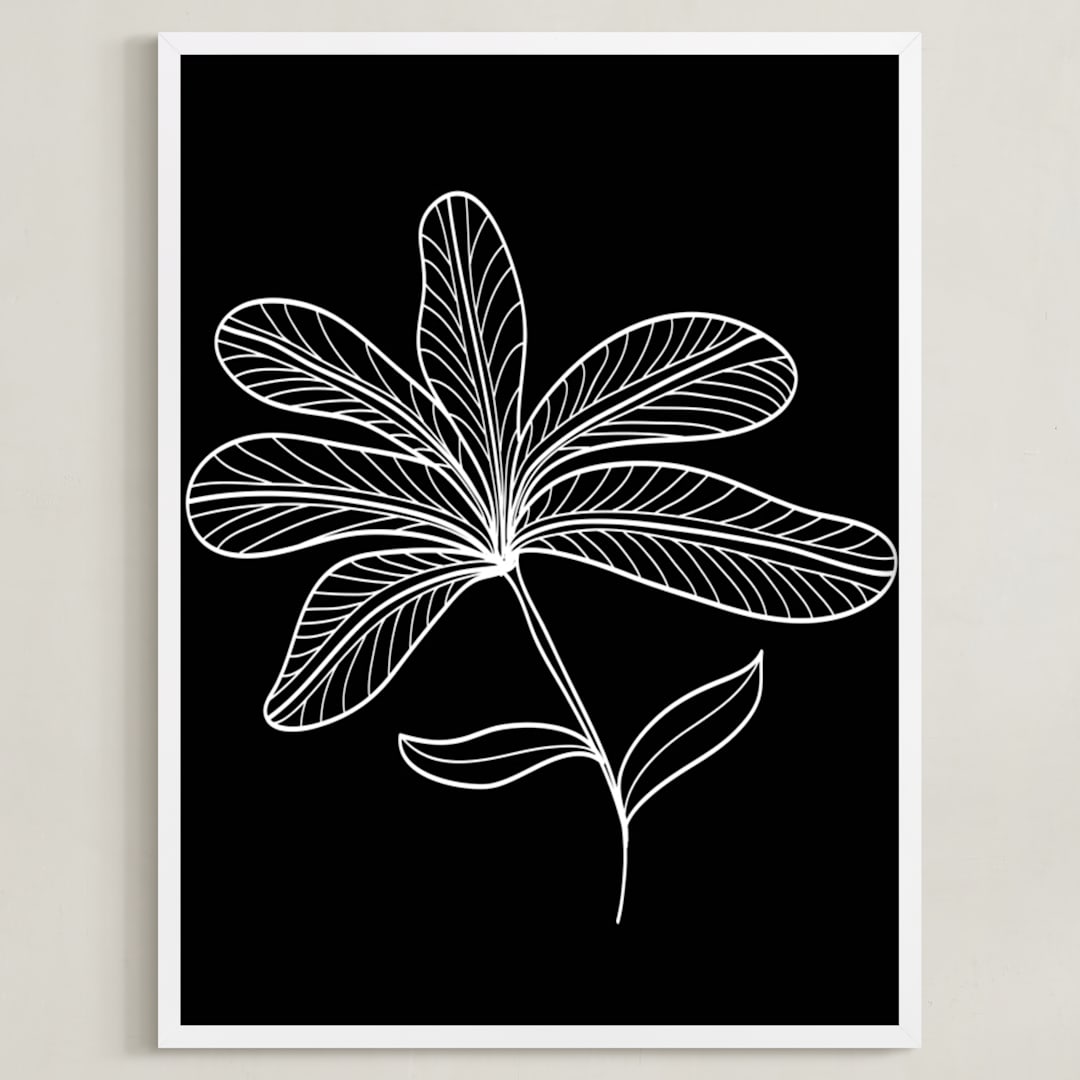 "5 leaves" - Art Print in white by Ramoncita - Framed