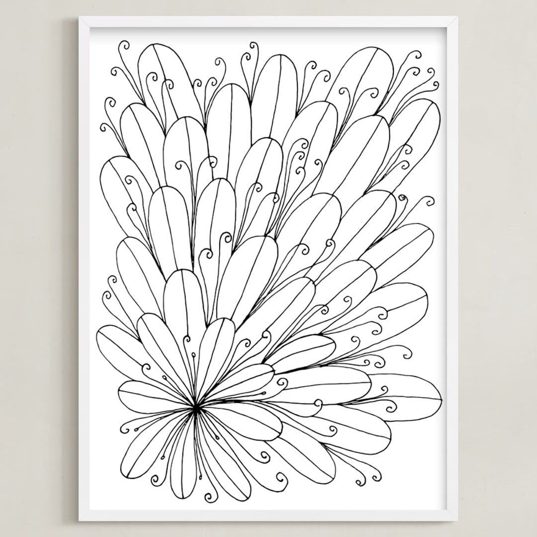 "swirls & leaves" - Art Print in white by Ramoncita - Framed
