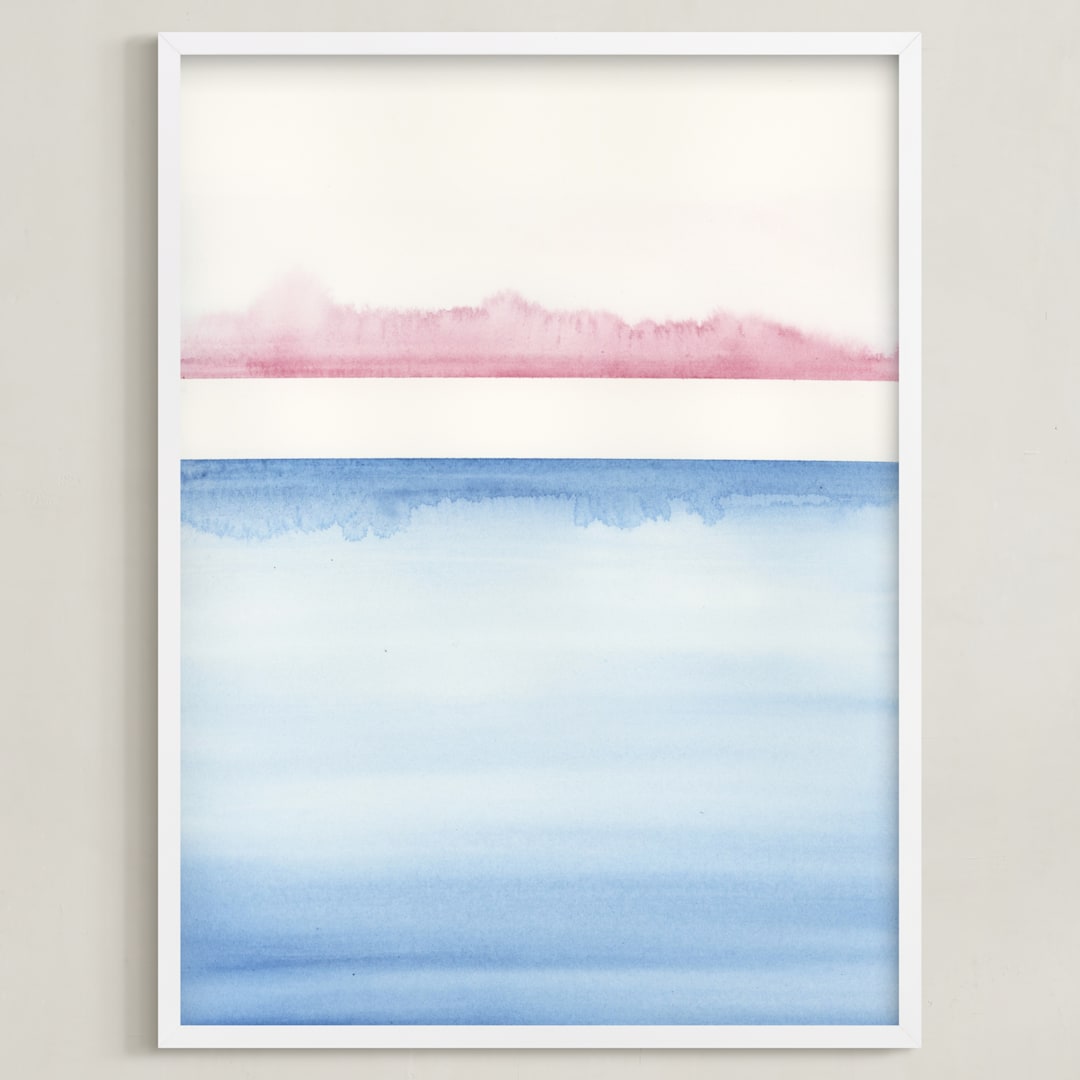 "Cinque Terre One" - Art Print in Sea Blue by Emily Magone - Framed