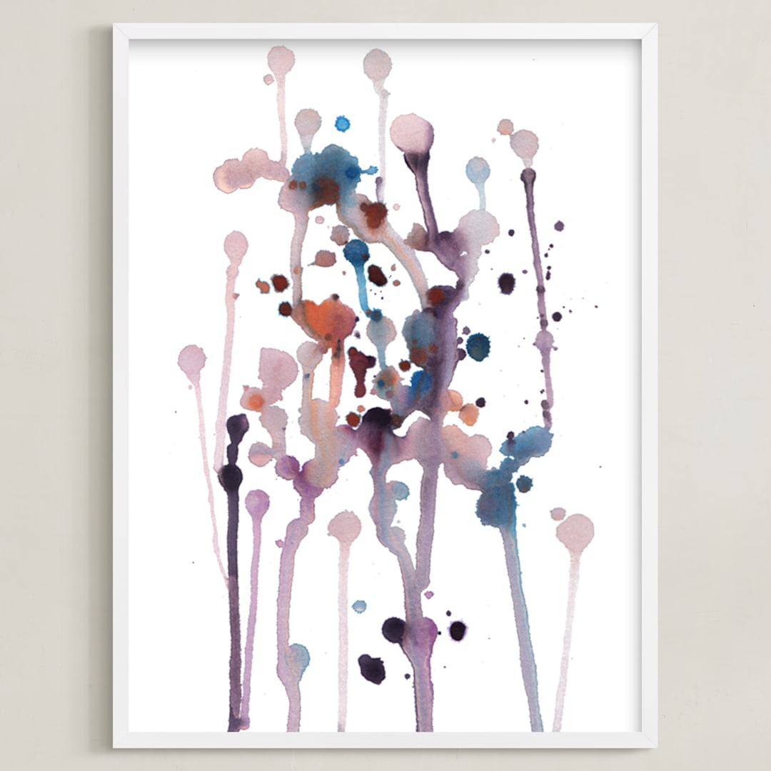 "flowing spots" - Art Print in purple by Ramoncita - Framed