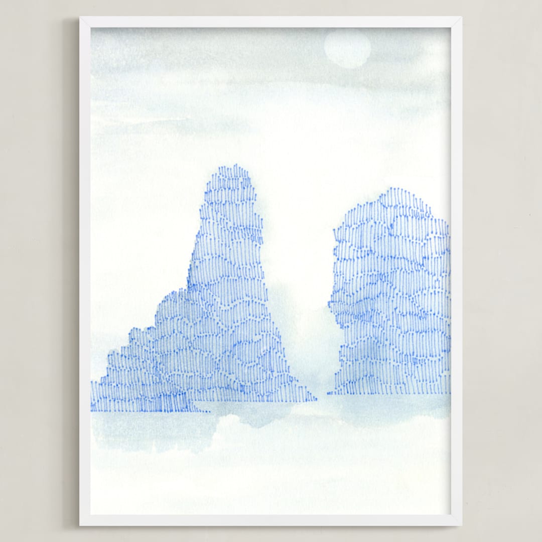 "Oregon Coast 2" - Art Print in Middy Blue by Amelia Gluba - Framed