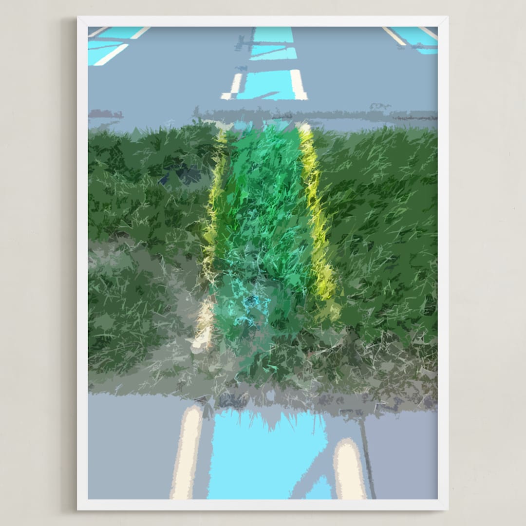 "Solar Parking 1" - Art Print in Bright Sky Blue by Jeff Preuss - Framed