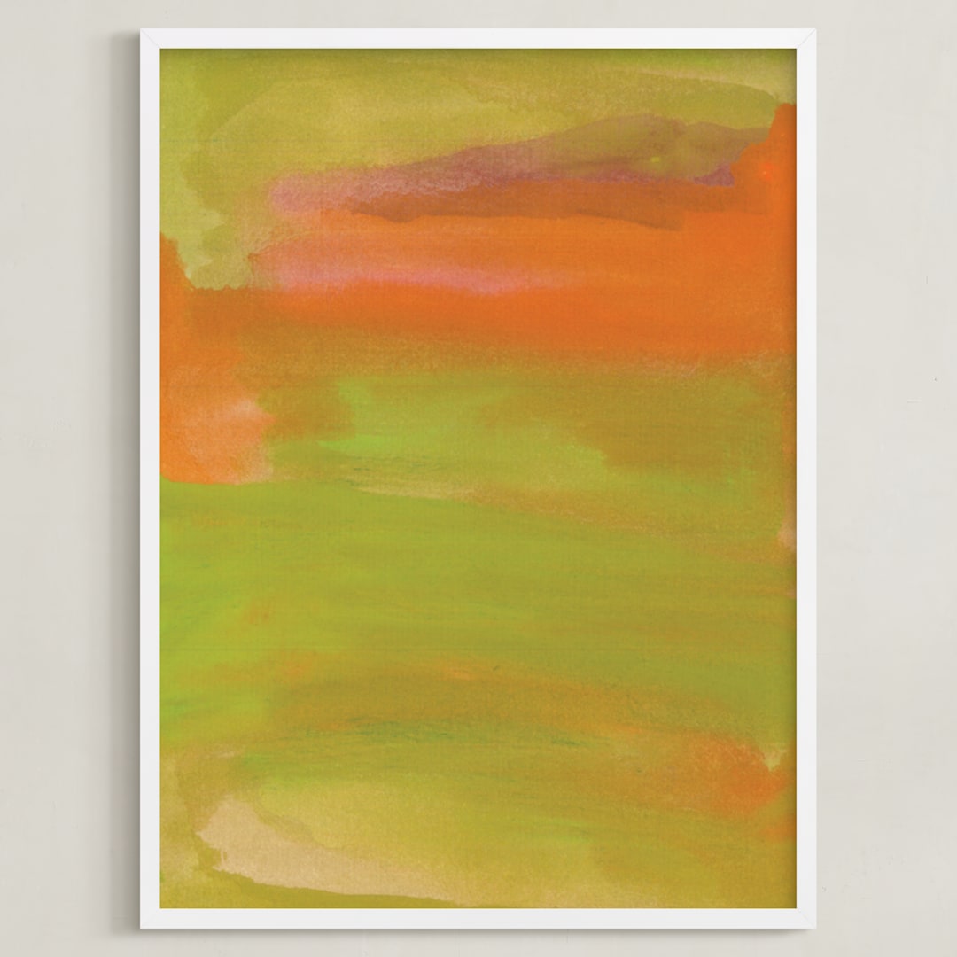"abstract painting green" - Art Print in olive green by Ramoncita - Framed