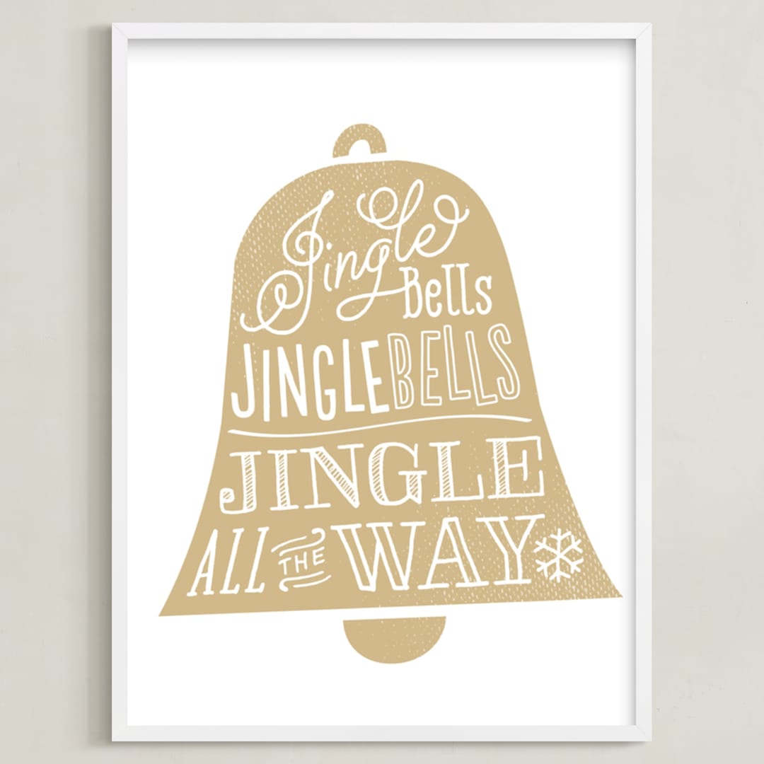 "Jingle Bells" - Art Print in Gold by Jessie Steury - Framed