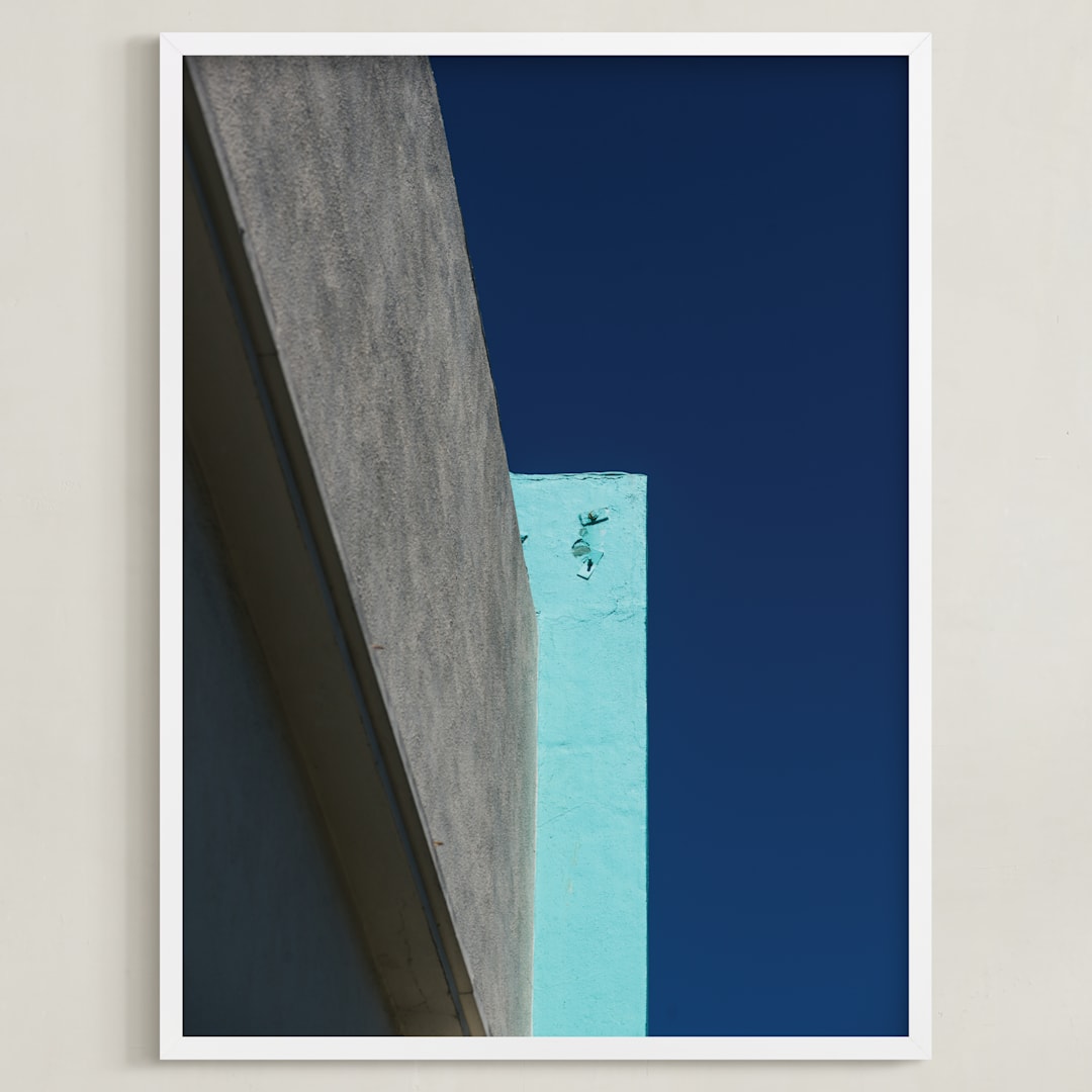 "Blocks II" - Art Print in Aqua by Jennifer Little - Framed