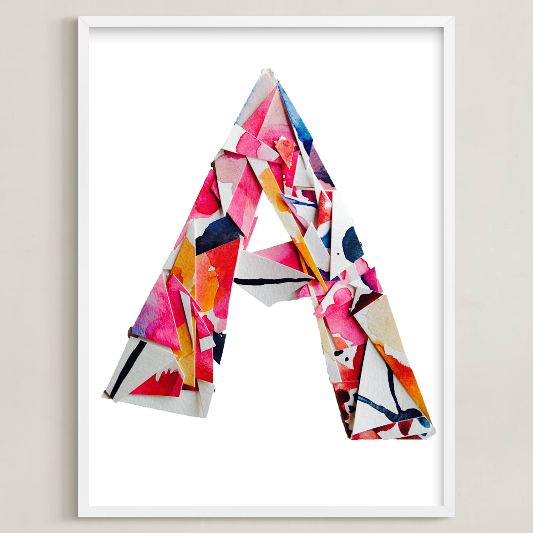 "Collage letter A" - Art Print in Red Apple by Kiana Lee - Framed