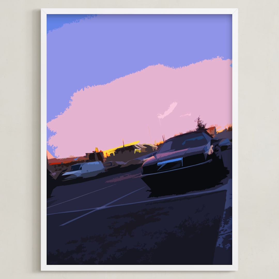 "Parking Lot Sunset" - Art Print in Asphalt Purple by Jeff Preuss - Framed