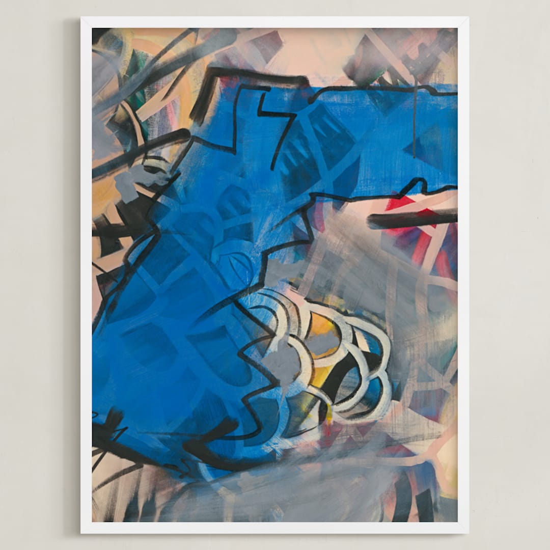 "The Definition of Series 2" - Art Print in Blue and Green by Angela Simeone - Framed