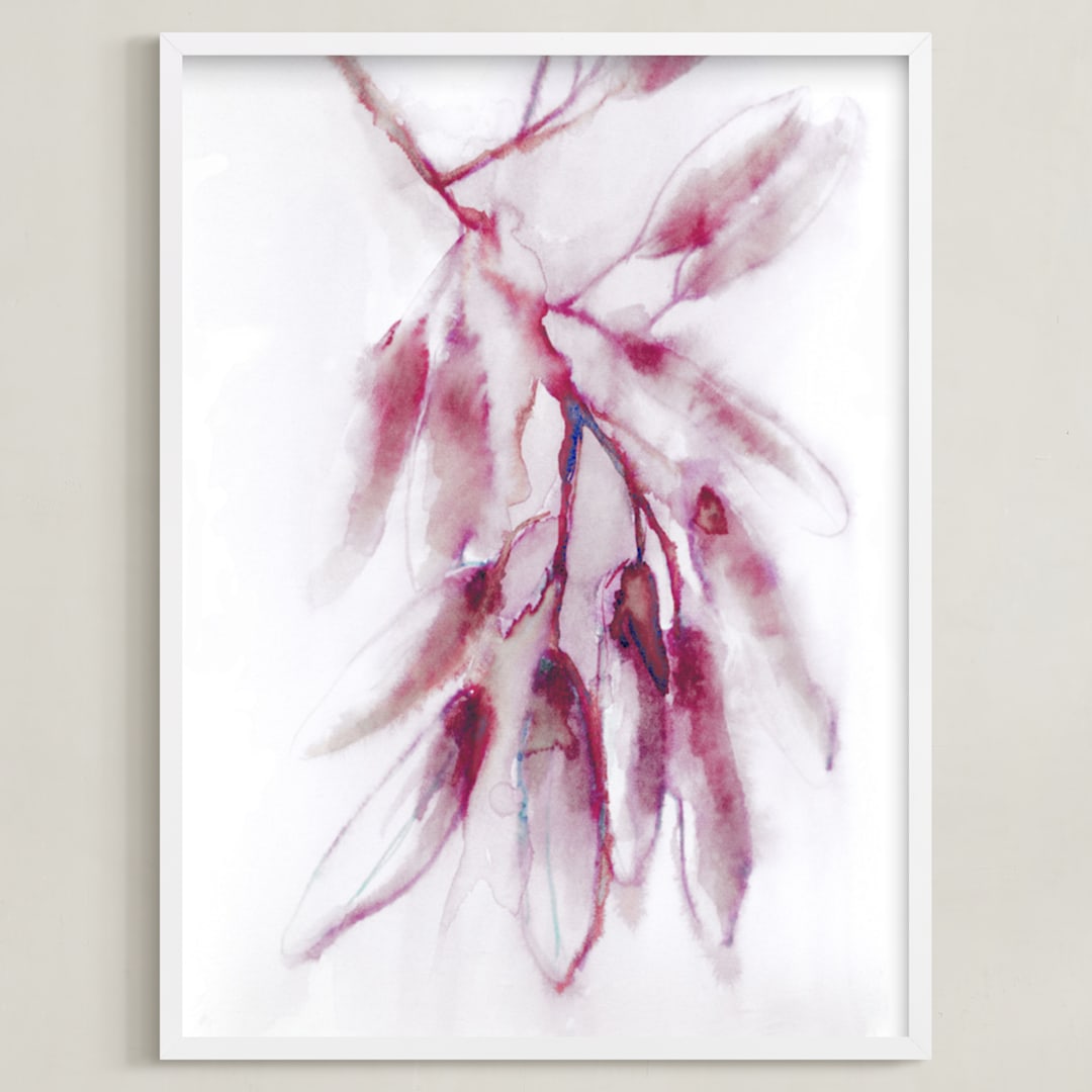 "Fragrant Eucalyptus" - Art Print in Red Violet by Amelia Gluba - Framed
