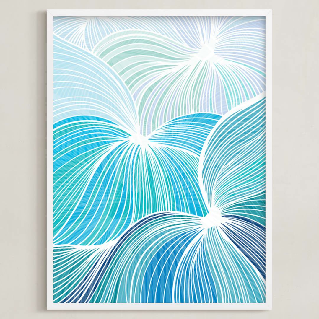 "Flow" - Art Print in Cool Cobalt by Gill Eggleston - Framed