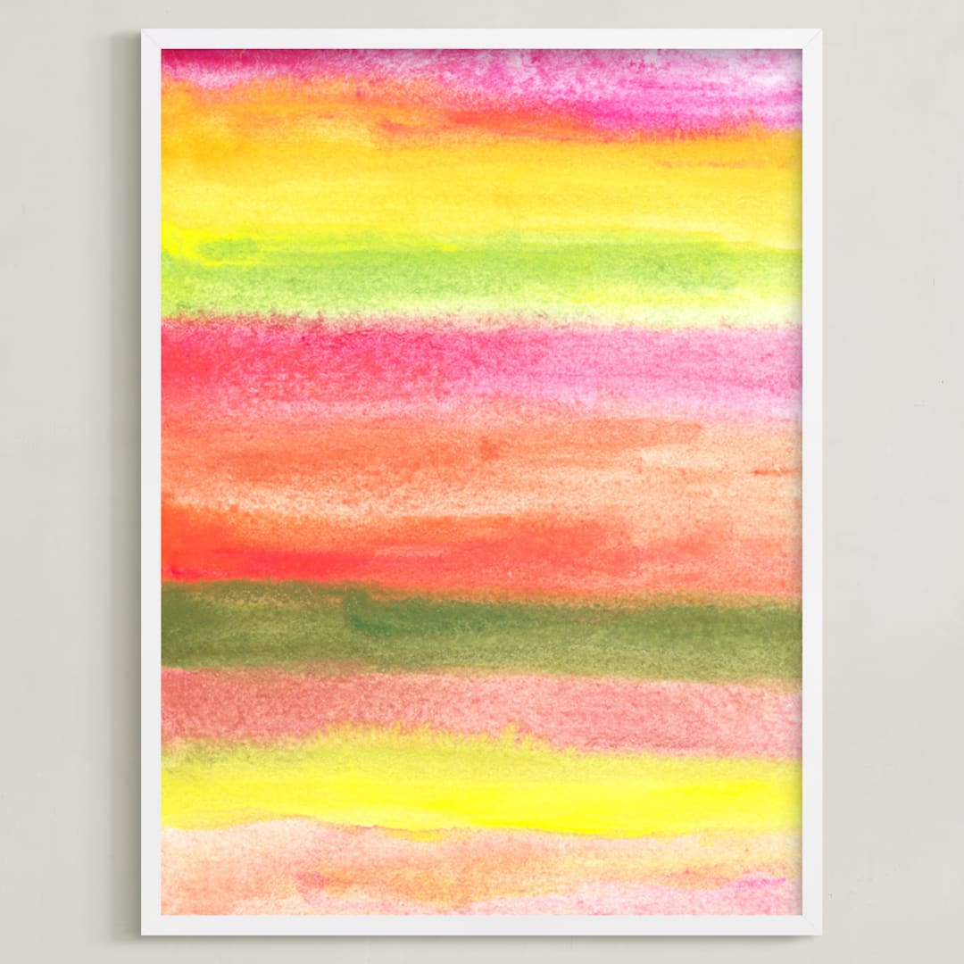 "painted abstract stripes" - Art Print in yellow by Ramoncita - Framed