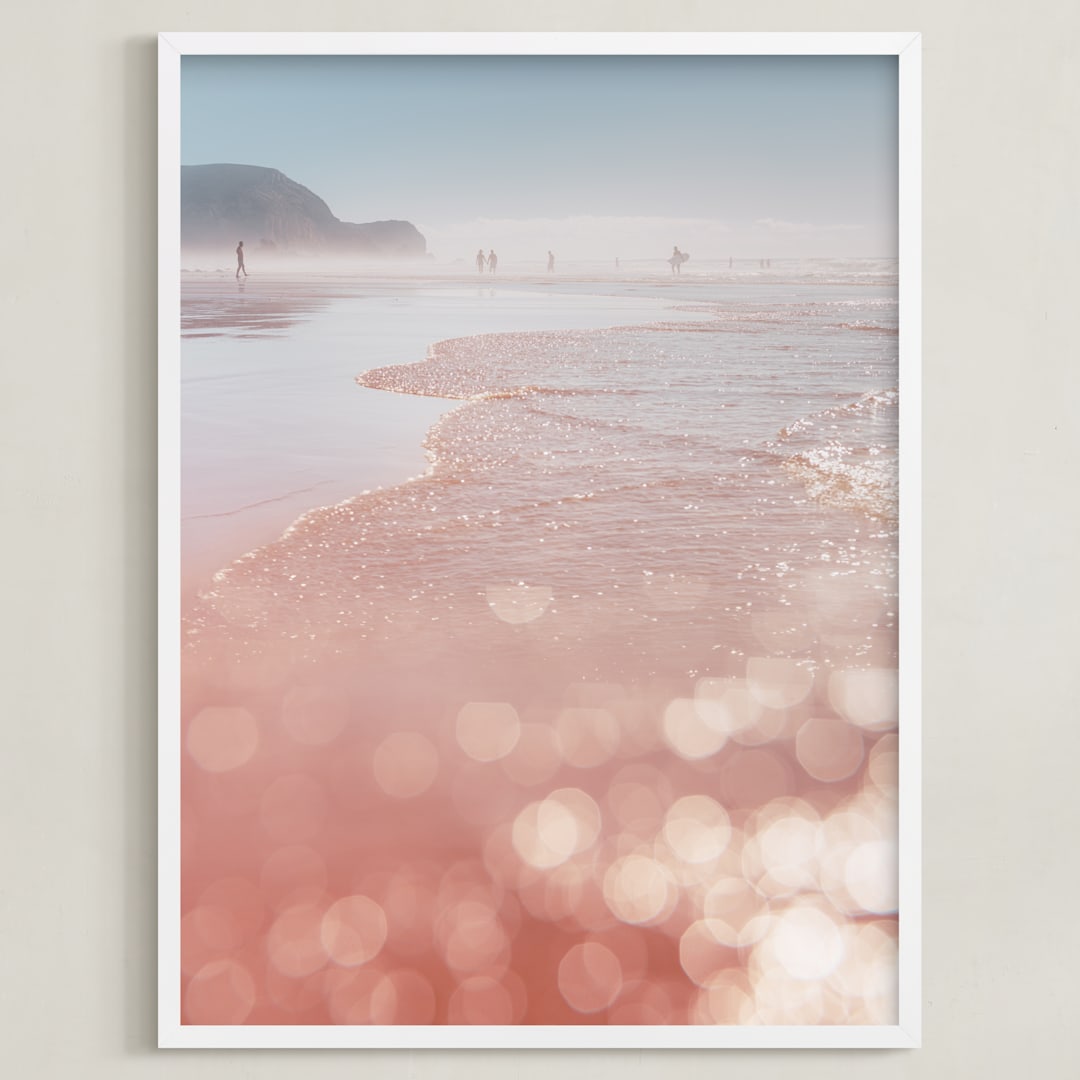 "Ocean lights" - Art Print in pink by Lena Erysheva - Framed