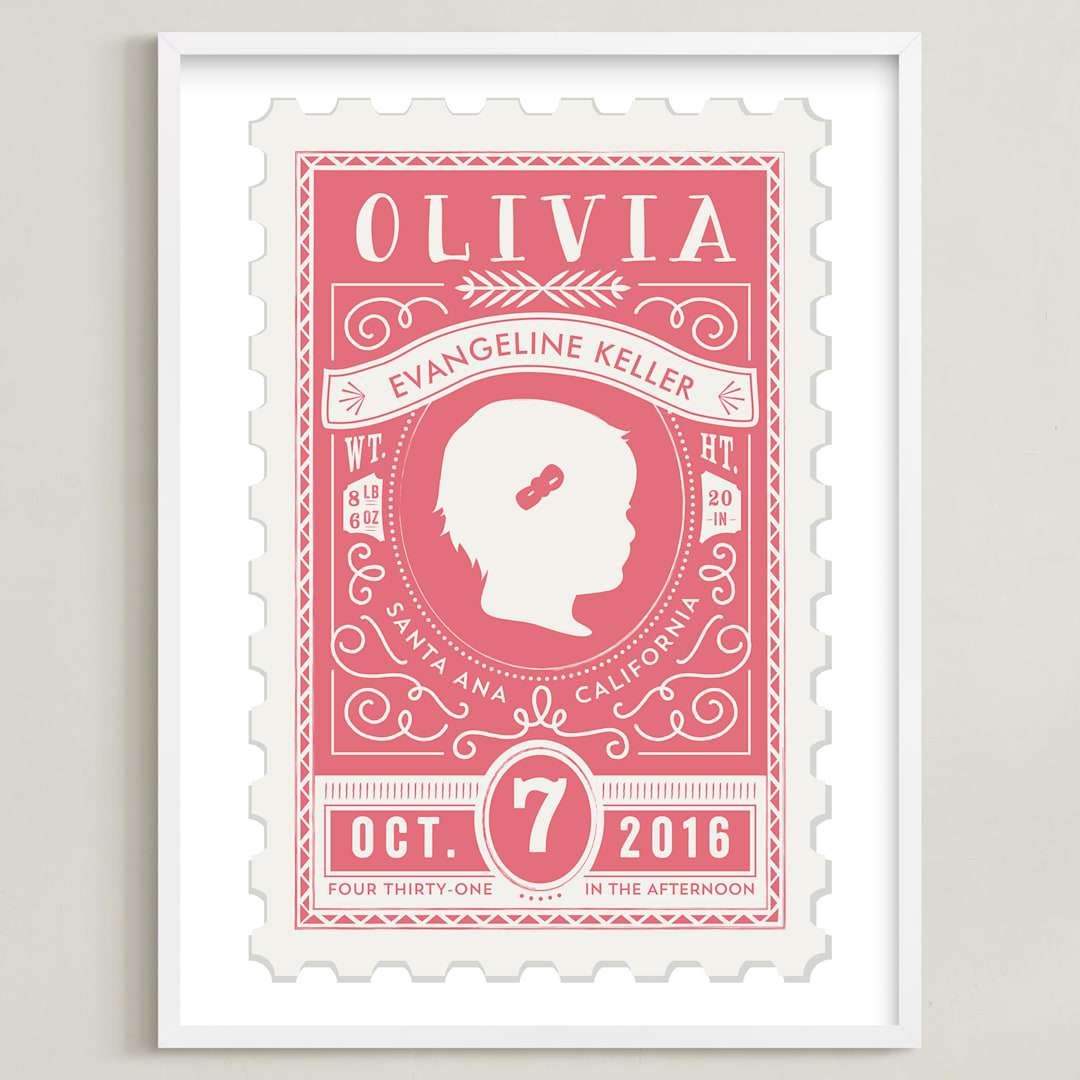 "The Little Miss" - Personalized Art Print in Rose by Tanya Lee of Frooted Design - Framed