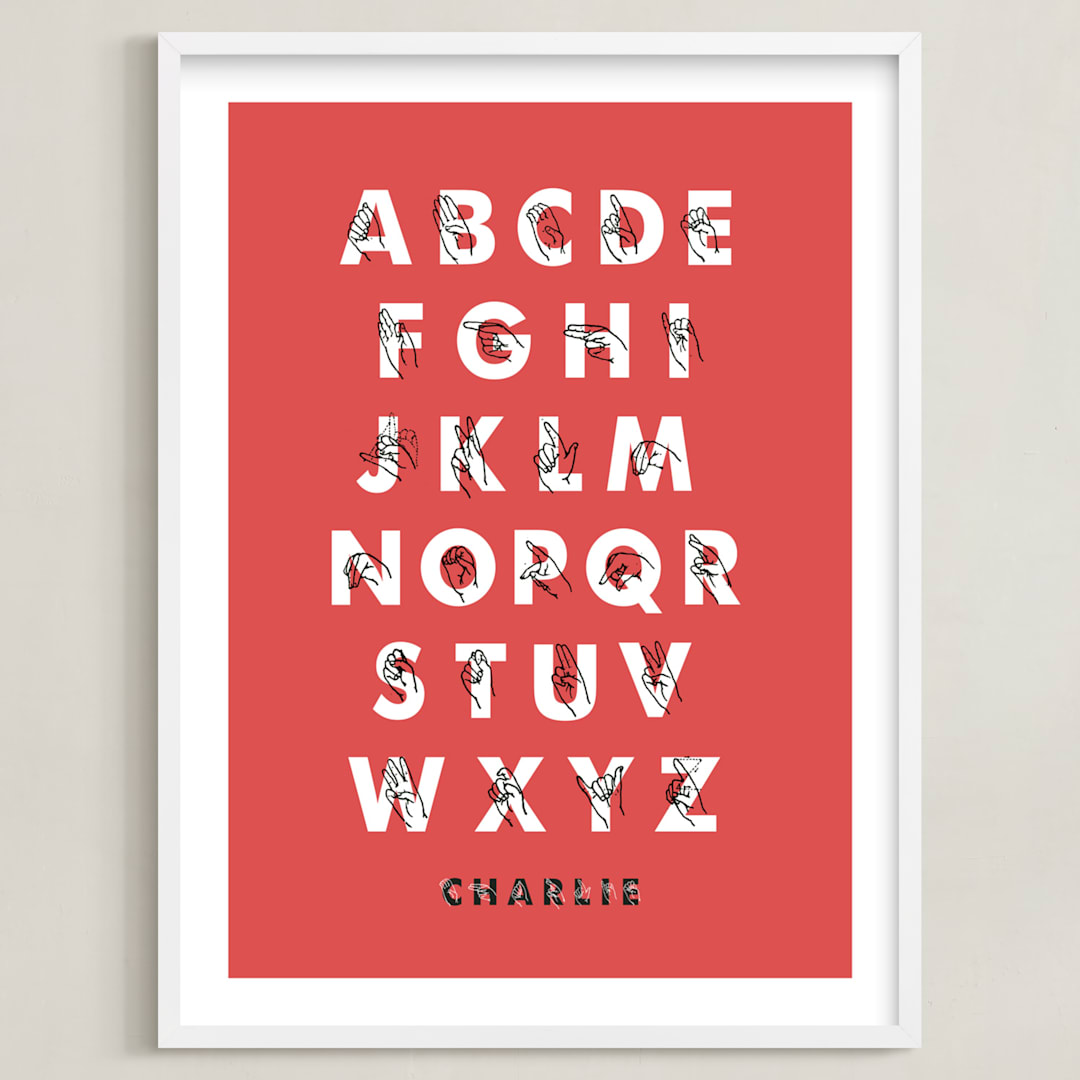 "Signed ABCs" - Personalized Art Print in Cherry by ERAY - Framed