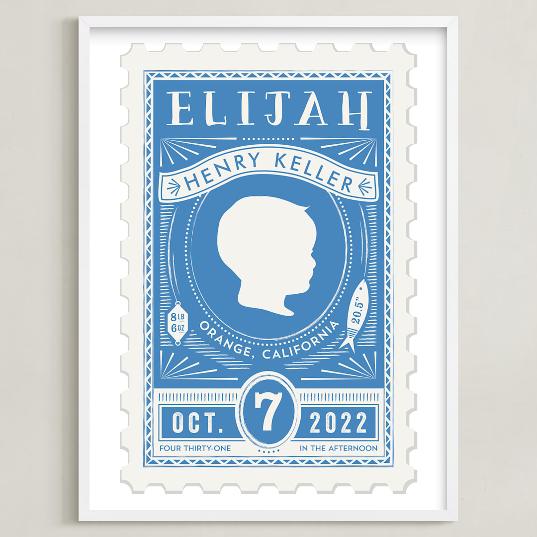 "The Little Mister" - Personalized Art Print in Dutch Blue by Tanya Lee of Frooted Design - Framed
