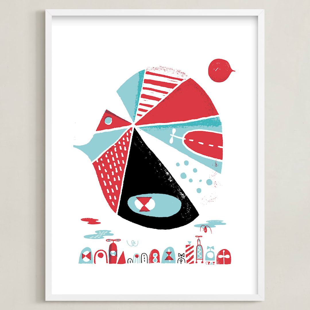 "Glink Glunk" - Art Print in Cherry by ERAY - Framed