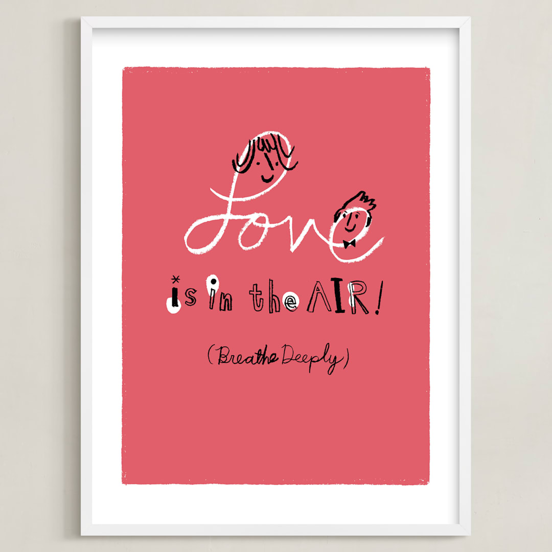"Love is in the Air!" - Art Print in Amaranth by ERAY - Framed