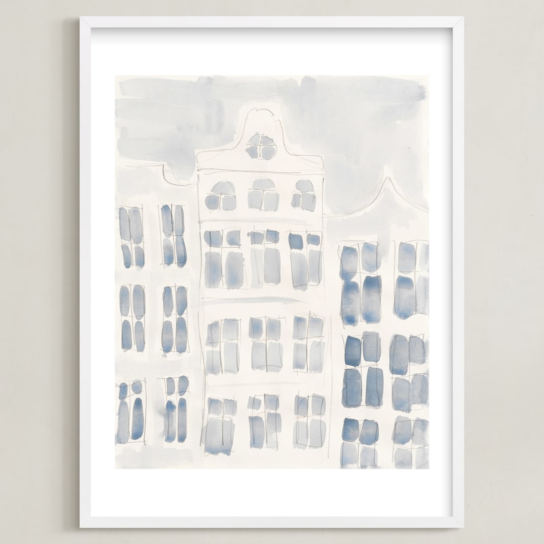 "skyscraper" - Art Print in White by Susanne Kasielke - Framed