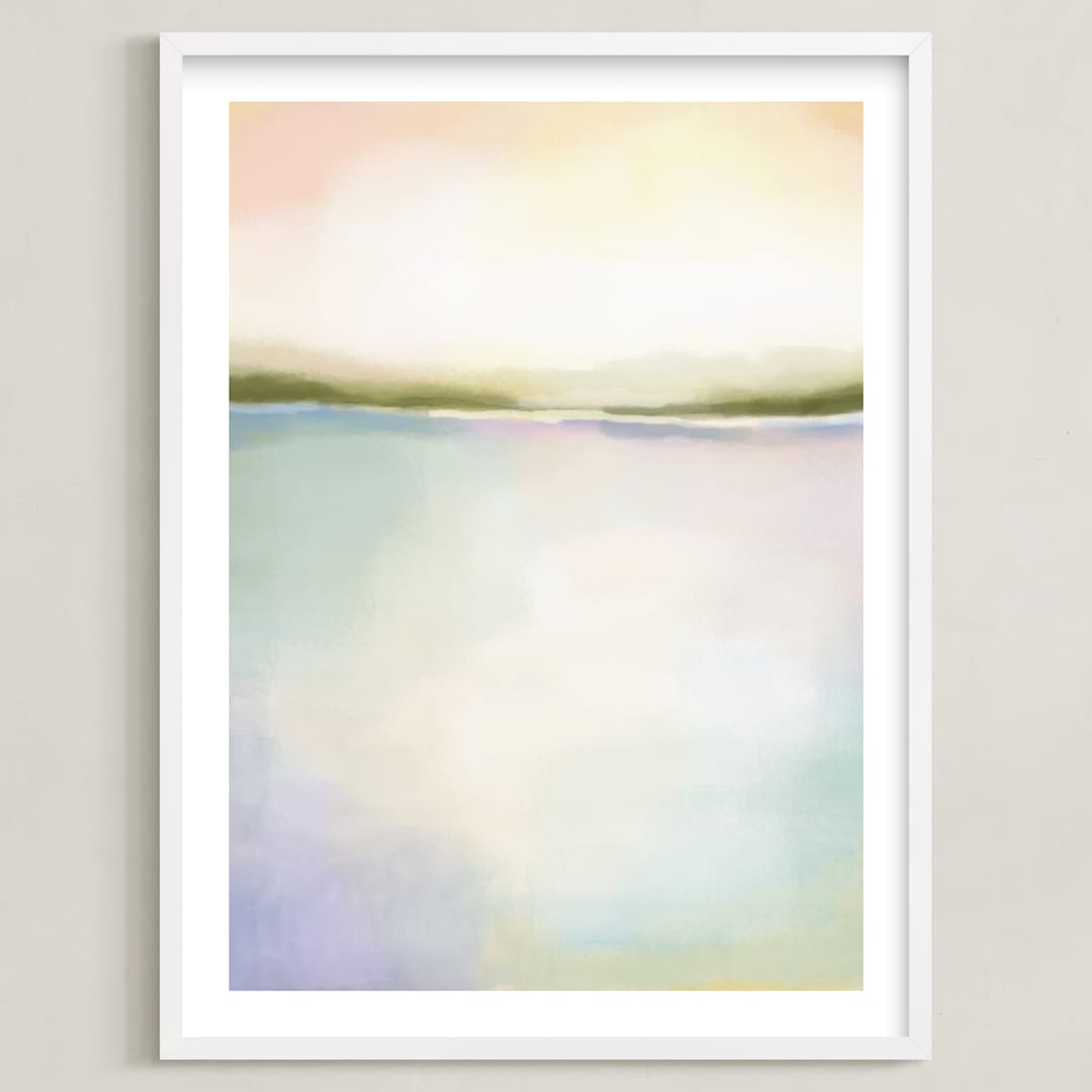 "Coral Bay" - Art Print in Coral Pink by AlisonJerry - Framed