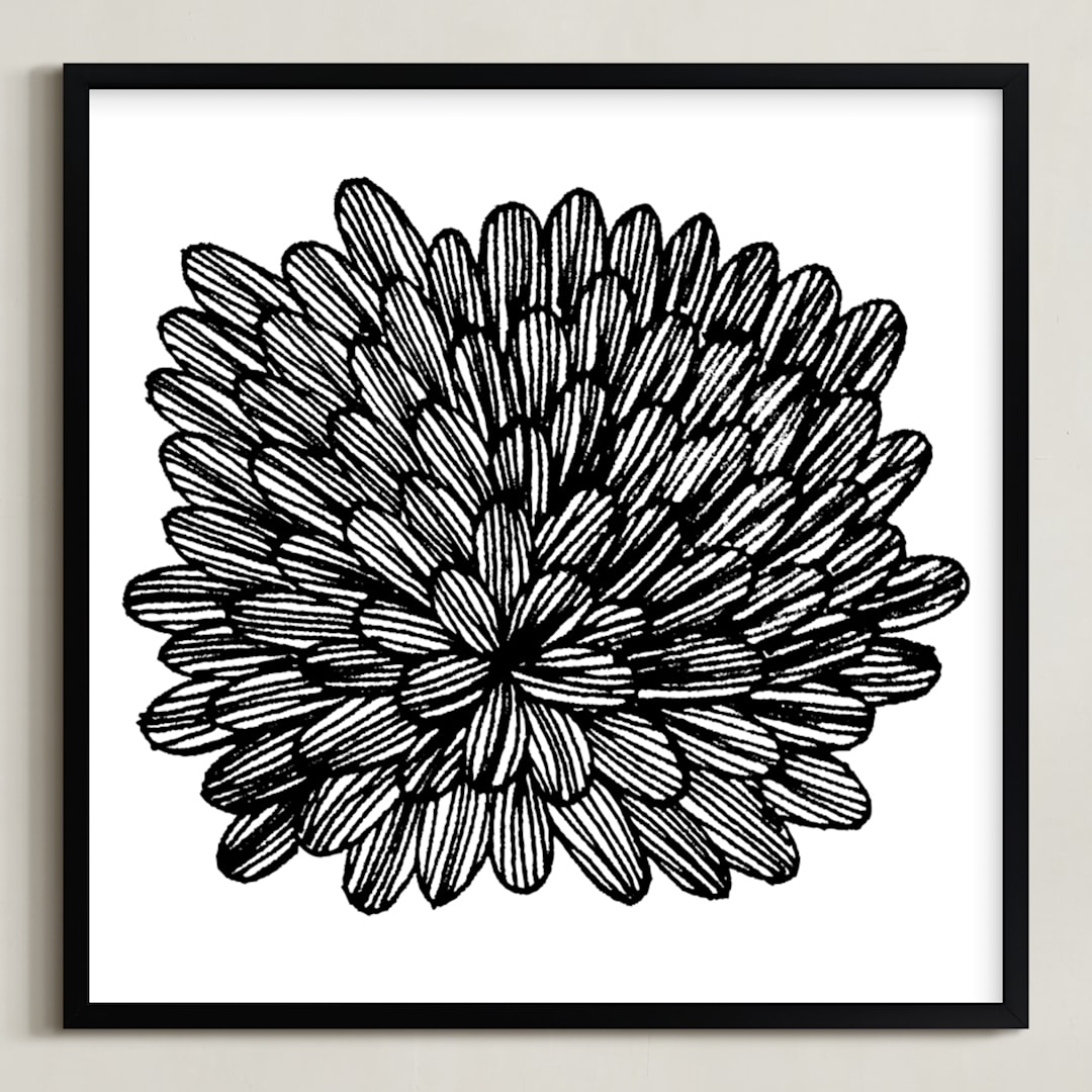 "eccentric leaves" - Art Print in black by Ramoncita - Framed