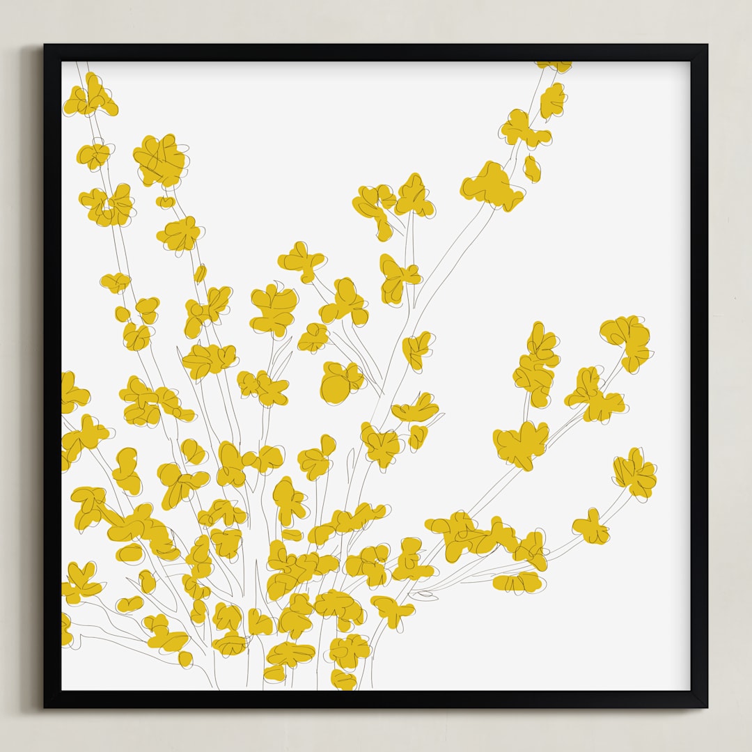 "Forsythia" - Art Print in Mustard by Vanessa Wyler - Framed