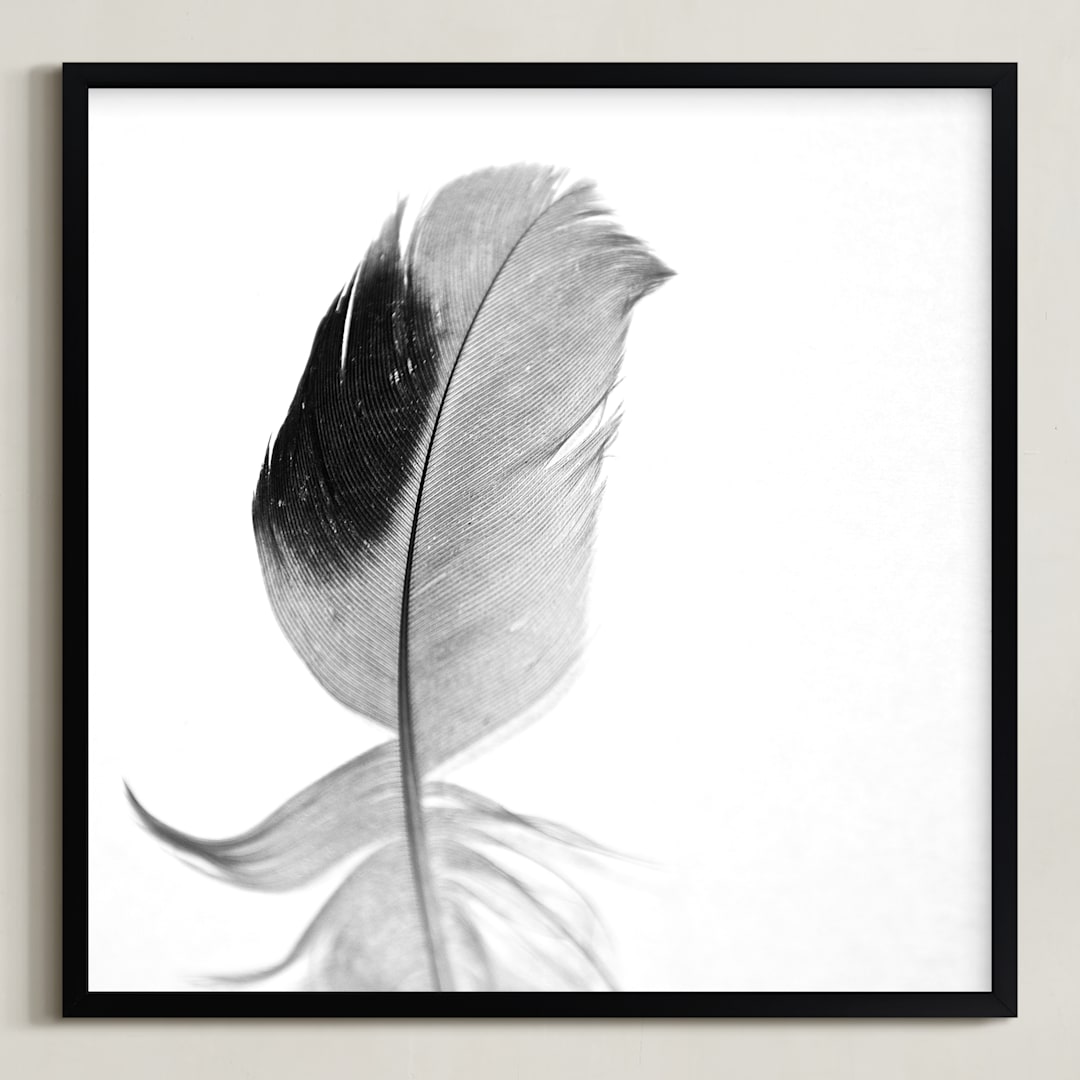 "Ruffled Feather" - Art Print in Black and White by Sarah Luna - Framed