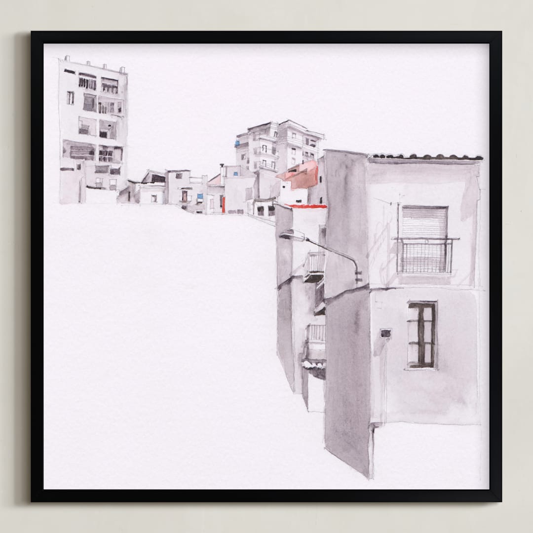 "Sicily" - Art Print in Shades of Grey by Viktoria Eperjesi - Framed