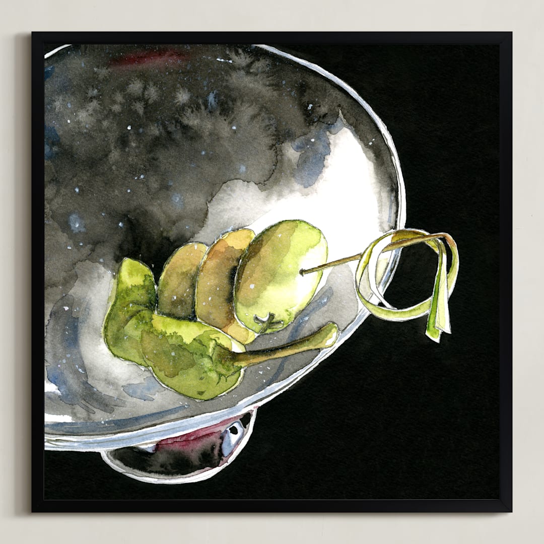 "Martini" - Art Print in Olive Green by Stick and Petal - Framed