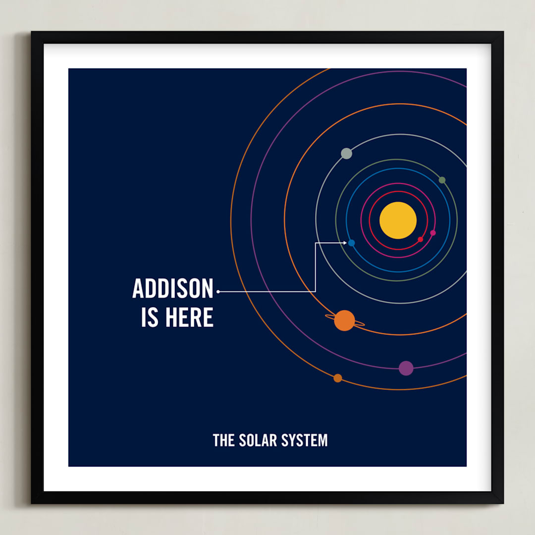 "You are Here" - Personalized Art Print in Midnight by Robin L. Andrews - Framed