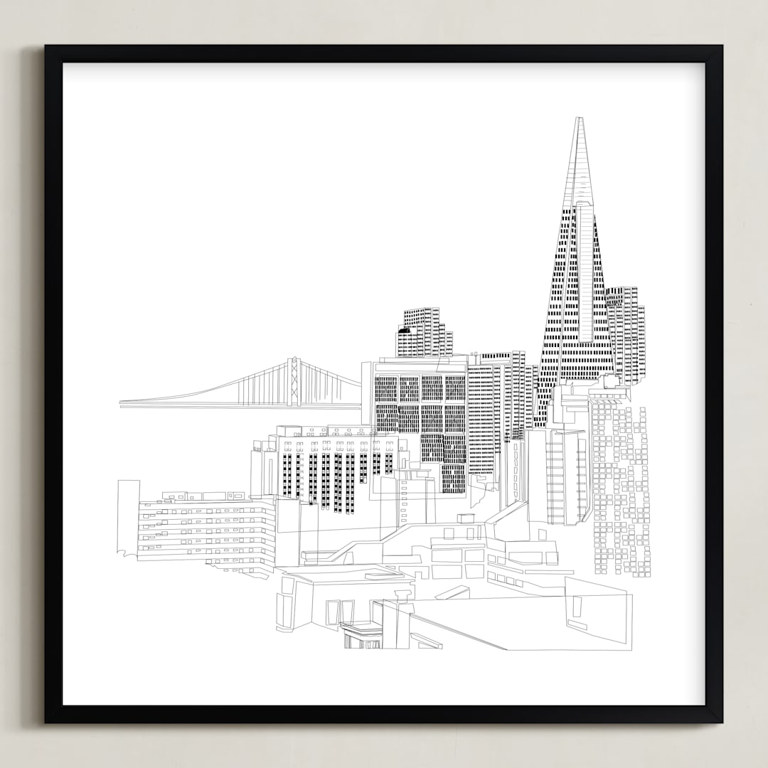 "San Francisco" - Art Print in Jet black by Neeta Sawhney - Framed