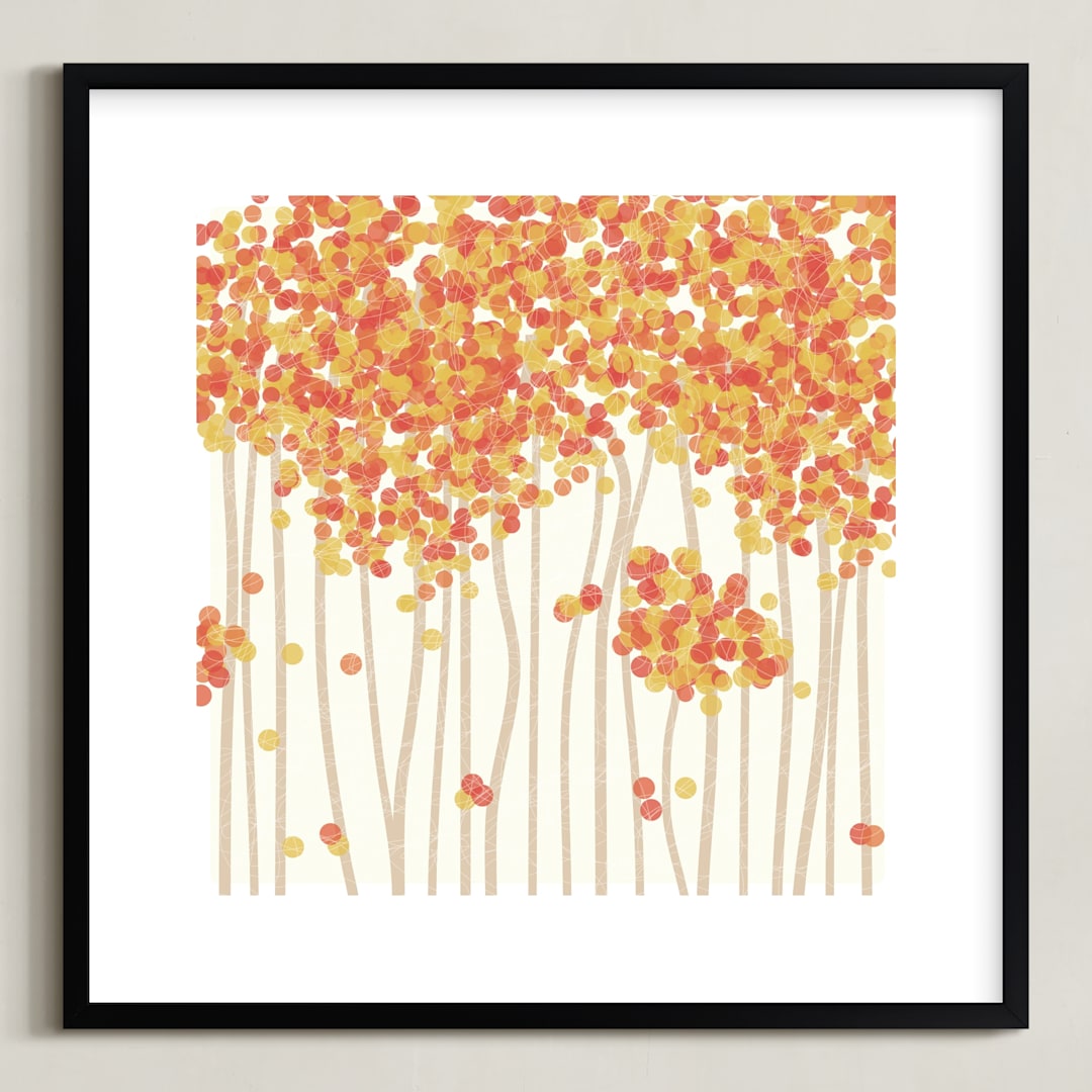 "Nature's Confetti" - Art Print in Persimmon by Inkblot Paper - Framed