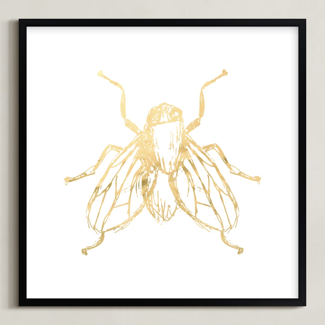 "So Fly" - Art Print in Gold by rose lindo - Framed