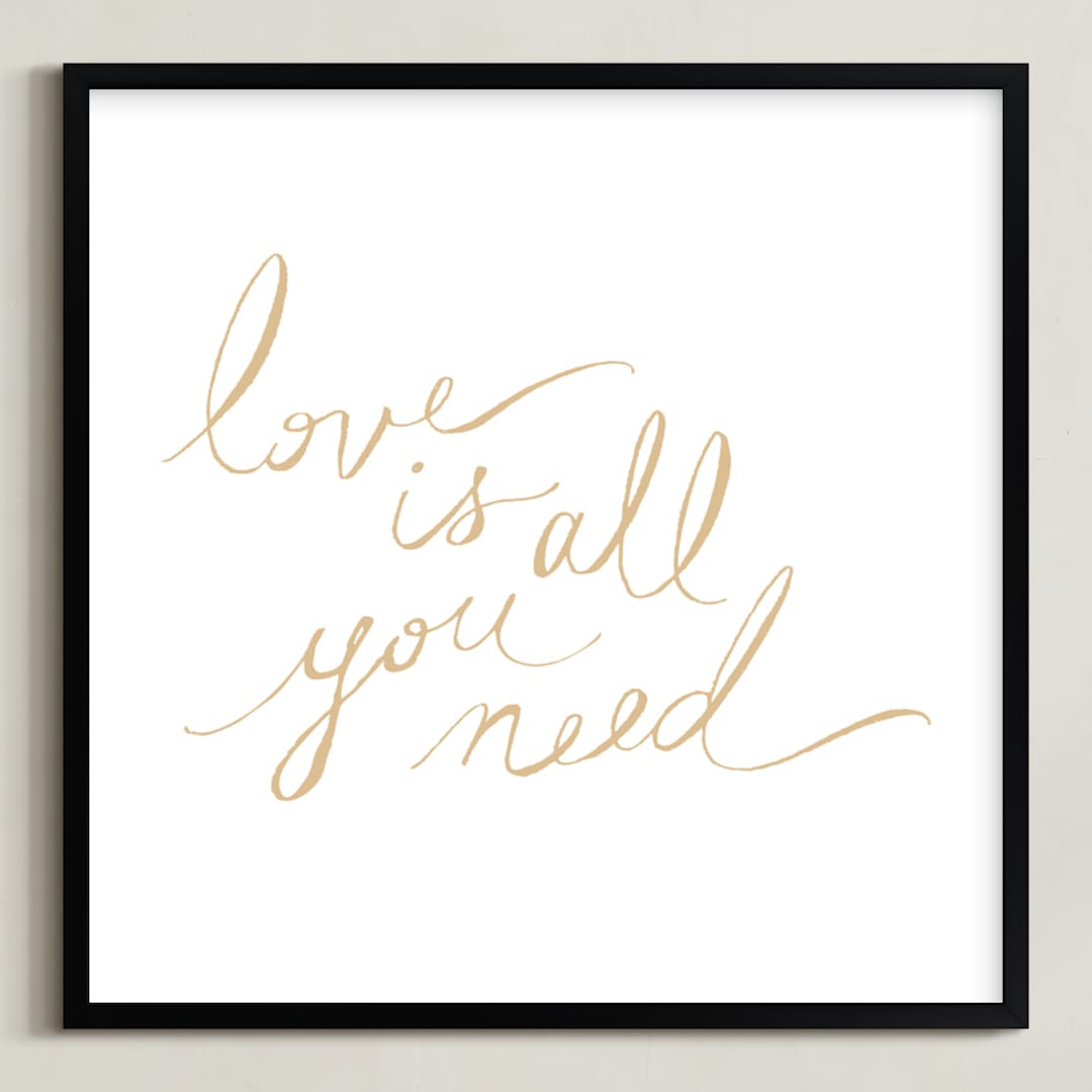 "Love Lyrics" - Art Print in gold by rose lindo - Framed