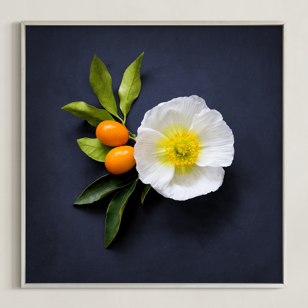 "Bold and Botanical No. 1" - Art Print in Navy Chalkboard by Maddy Hague - Framed