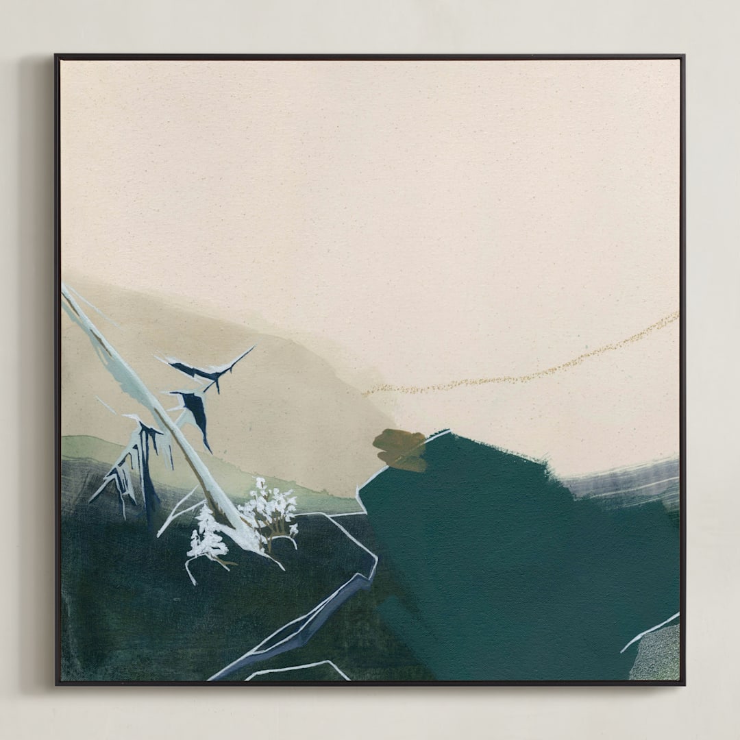 "A Way Through Here 1" - Art Print in Turquoise by Jamie J. Kim - Framed Canvas