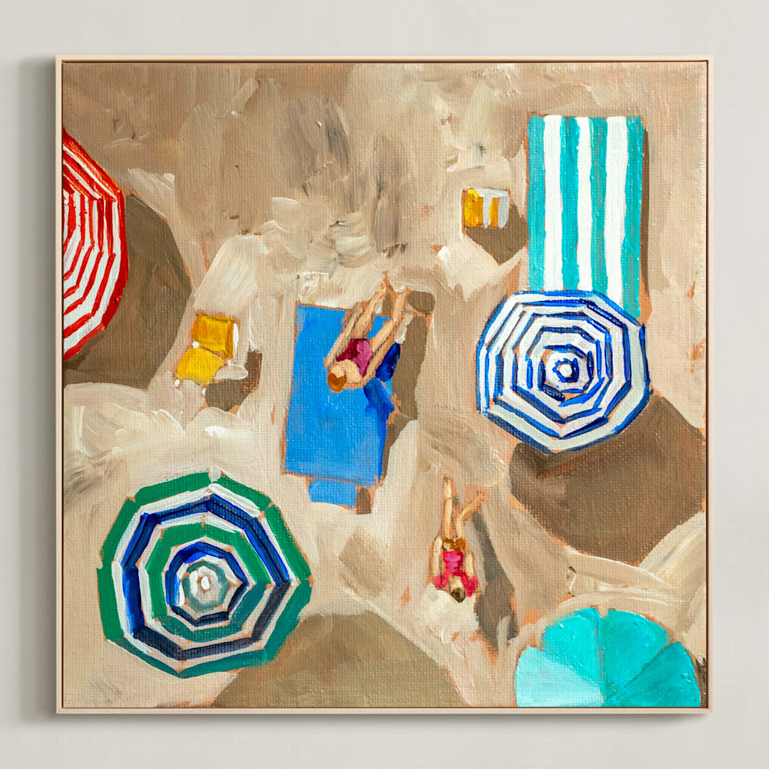 "Beach Day 1" - Art Print in Ocean by Lisa Grizaniuk - Framed Canvas