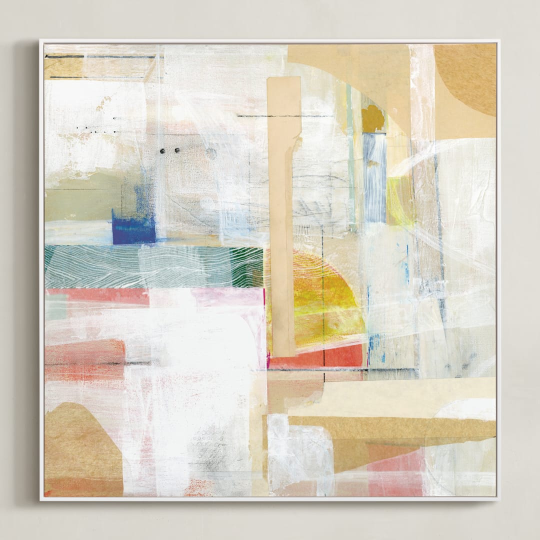 "Rising Sun" - Art Print in Cream by Katie Wahn - Framed Canvas