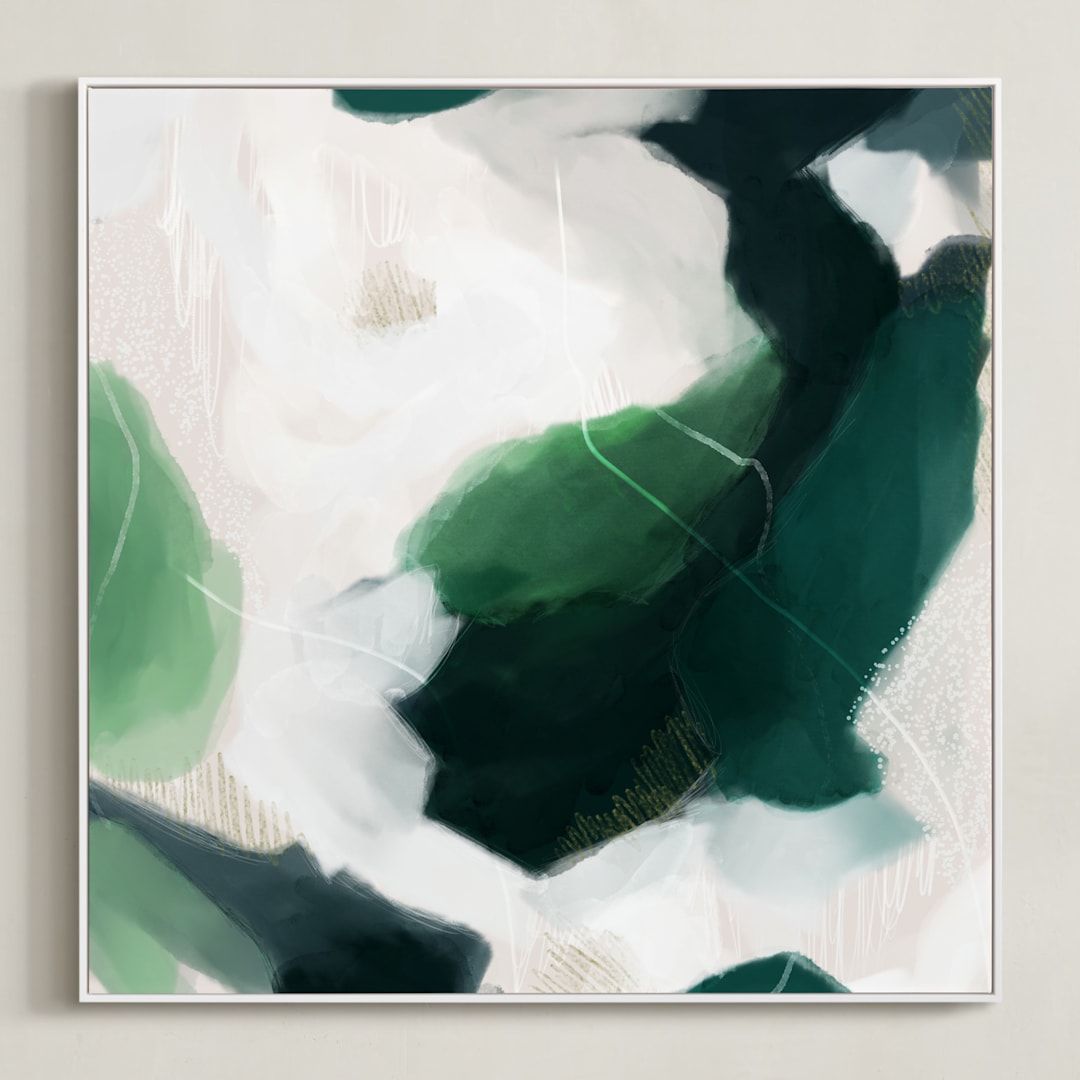 "Oja" - Art Print in Emerald by Parima Studio - Framed Canvas