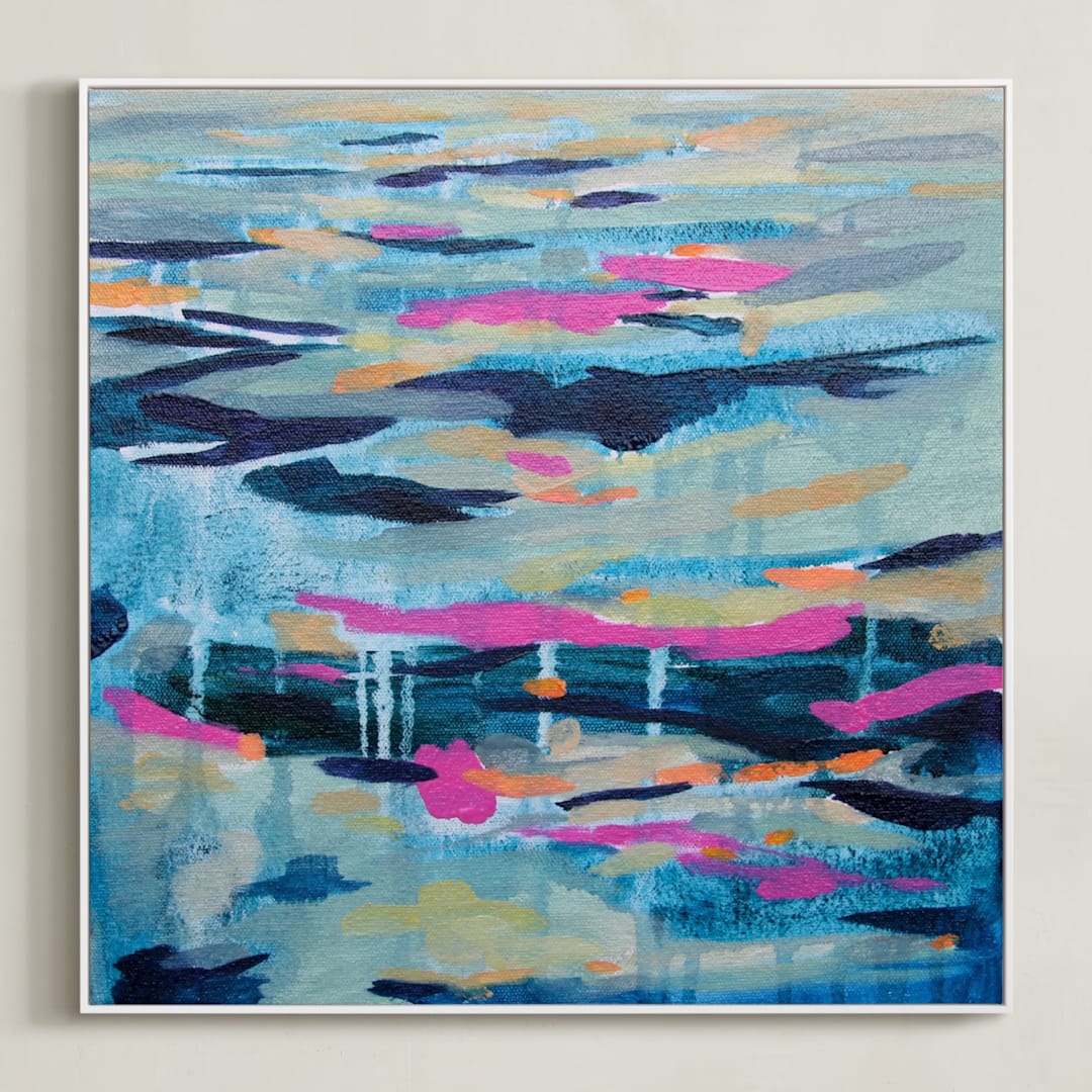 "Tilt Shift" - Art Print in Fuschia by Kelly Johnston - Framed Canvas