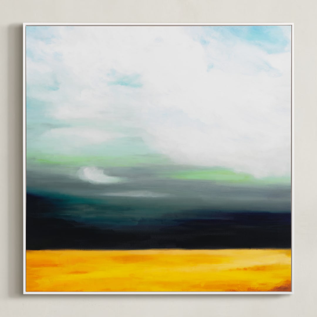 "Golden Grain" - Art Print in Golden Sienna by Amy Hall - Framed Canvas