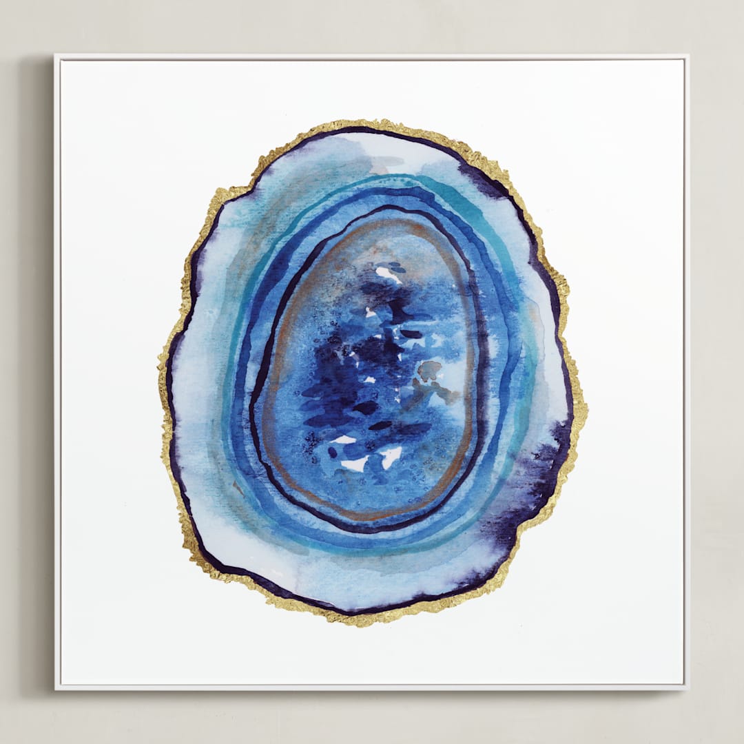 "Sliced" - Art Print in blue by Kelsey McNatt - Framed Canvas