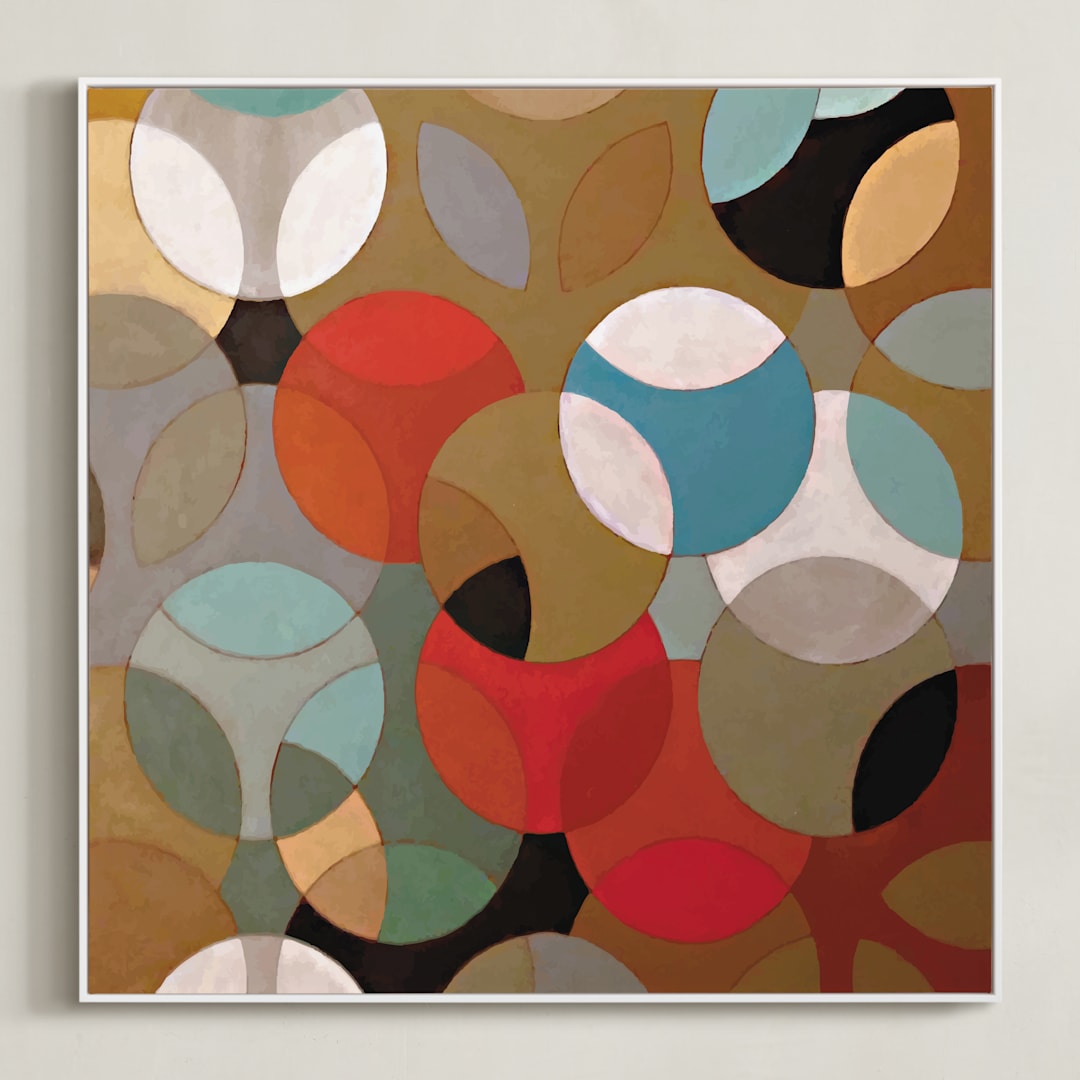 "Prime Oval" - Art Print in red by Lauren Enjeti - Framed Canvas