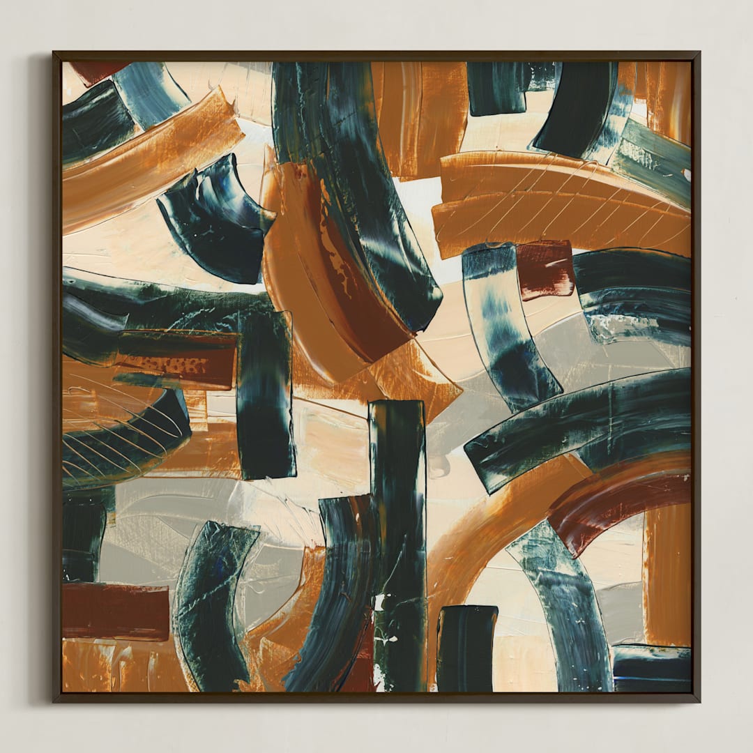 "Primarily" - Art Print in Gold Ochre by Jennette Romney - Framed