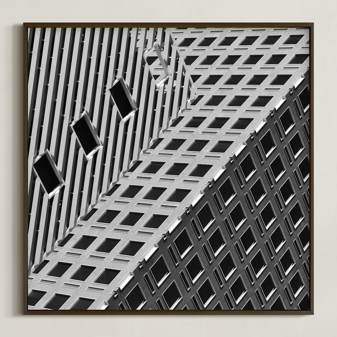 "Squares and Lines" - Art Print in Urban Grey by Brian Collins - Framed